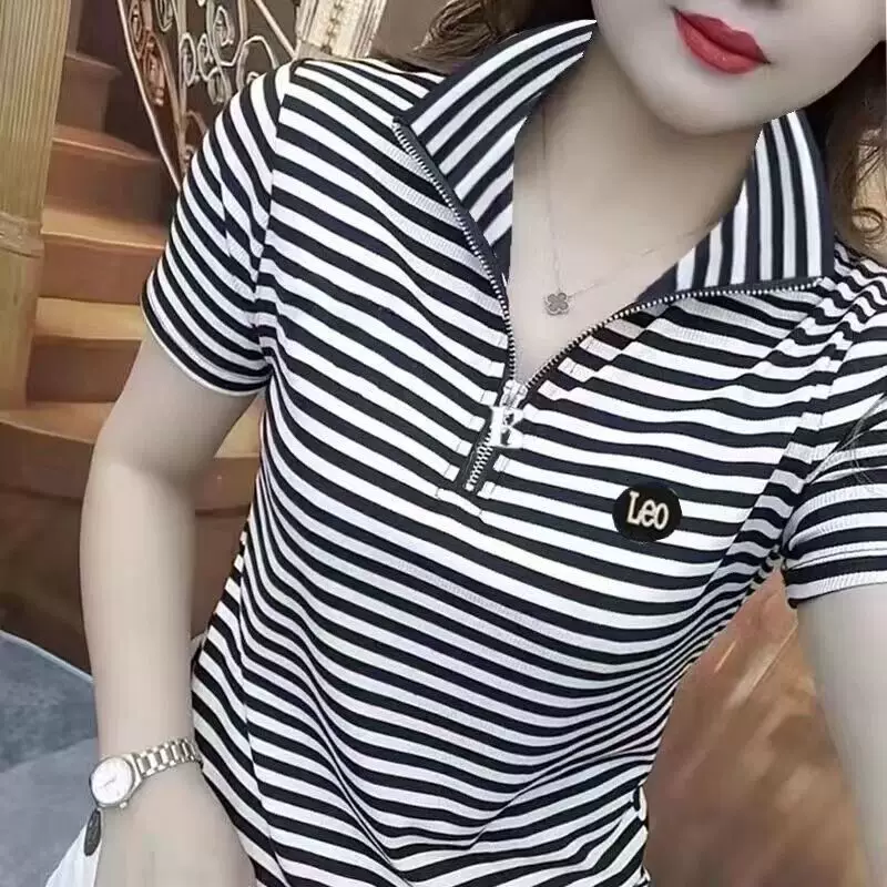 Clearance Sale~ Foreign Trade Summer Women's T-Shirt Short-Sleeve Fashion Outfit Stylish Trendy Mom Polo Top Elegant and Age-Reducing