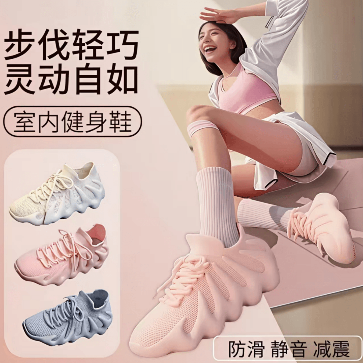 Octopus Coconut Shoes Indoor Fitness Aerobics Shoes Outdoor Running Shoes Super Soft Rebound Breathable Fly-Knit Mesh Sneakers