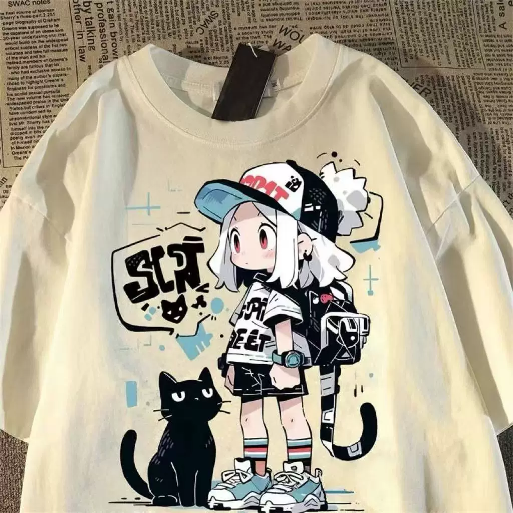 2025 Summer T-Shirts for Men and Women, Trendy, Niche, Versatile, Loose, Casual, Hong Kong Style, Simple, Stylish, Sporty ins Tops12